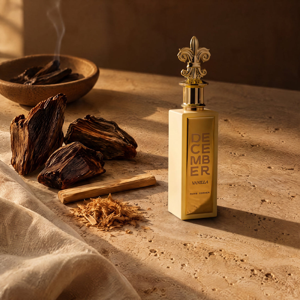 Paris Corner December Vanilla, mise en scène oud et bois précieux