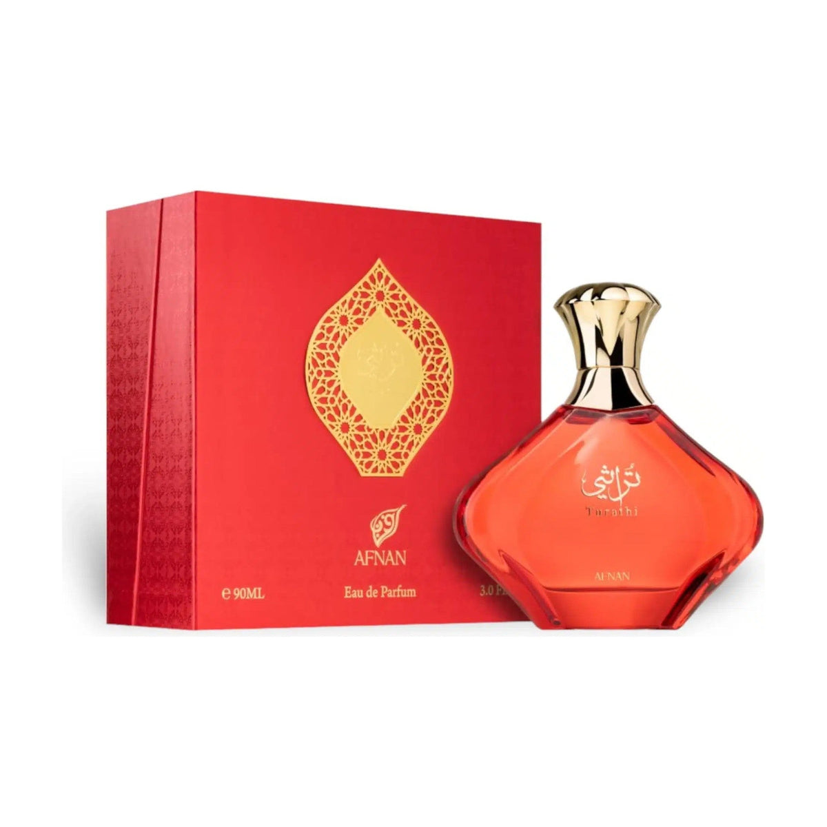 Afnan Turathi Red Femme — Eau de Parfum 90 ml — flacon et boîte