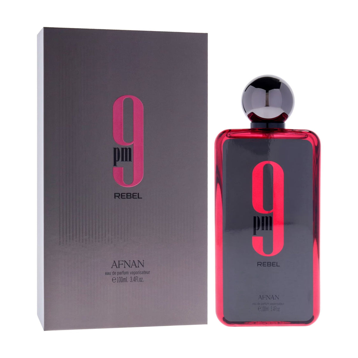 Afnan 9pm Rebel — Eau de Parfum 100 ml — flacon et boîte