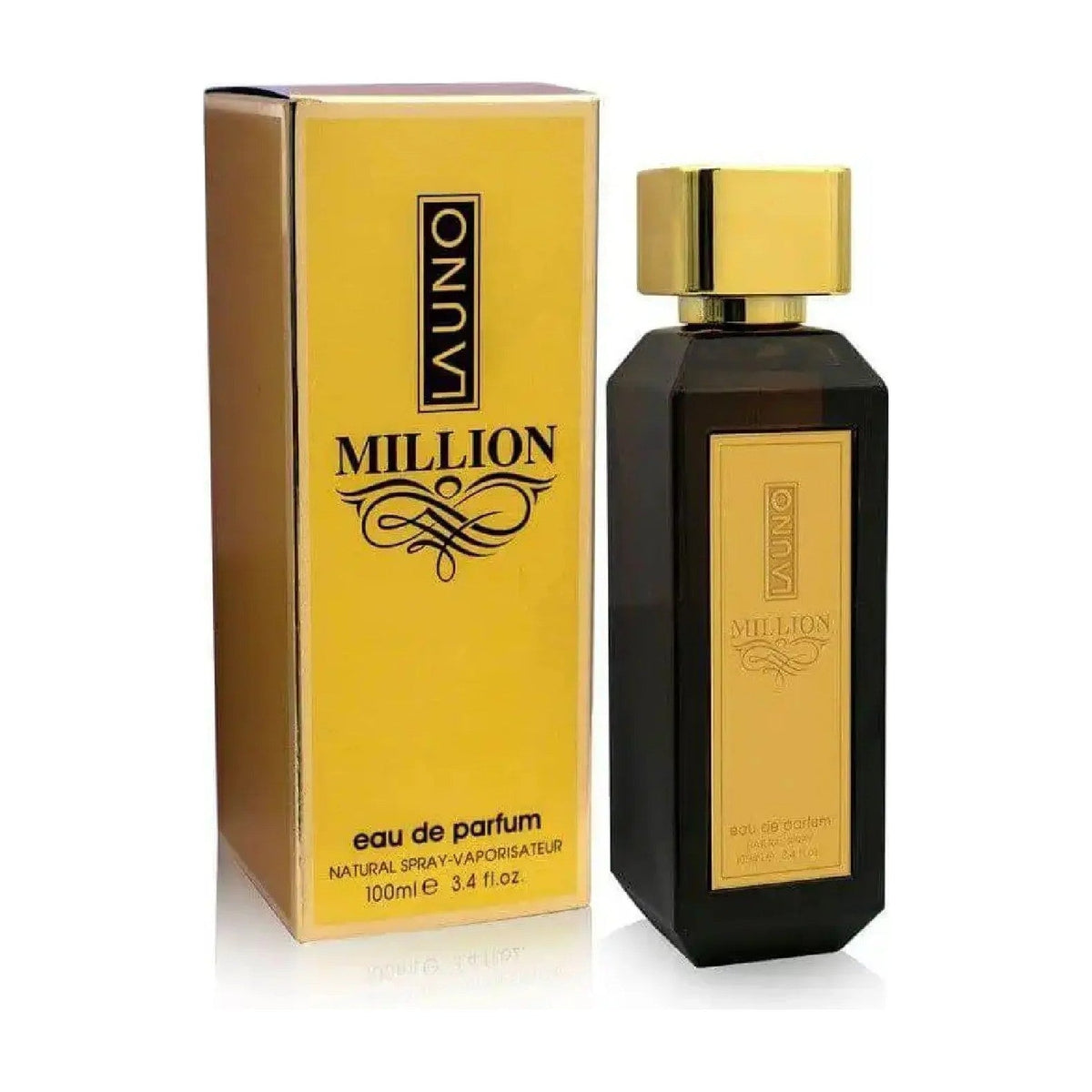 Fragrance World Launo Million Golden Oud flacon et boîte