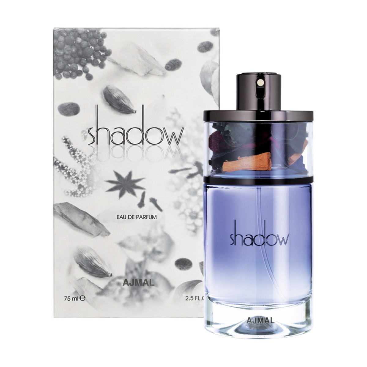 Ajmal Shadow — Eau de Parfum 75 ml — flacon et boîte