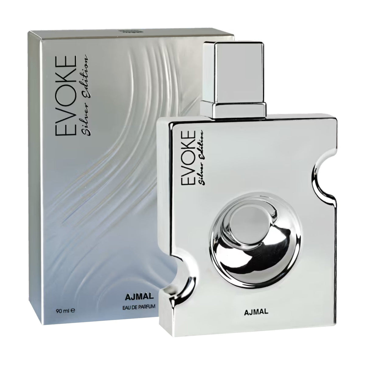 Ajmal Evoke Silver Edition — Eau de Parfum 90 ml — flacon et boîte