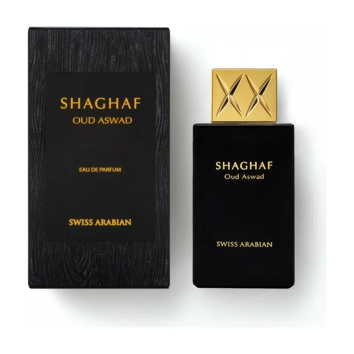 Swiss Arabian Shaghaf Oud Aswad — flacon et boite