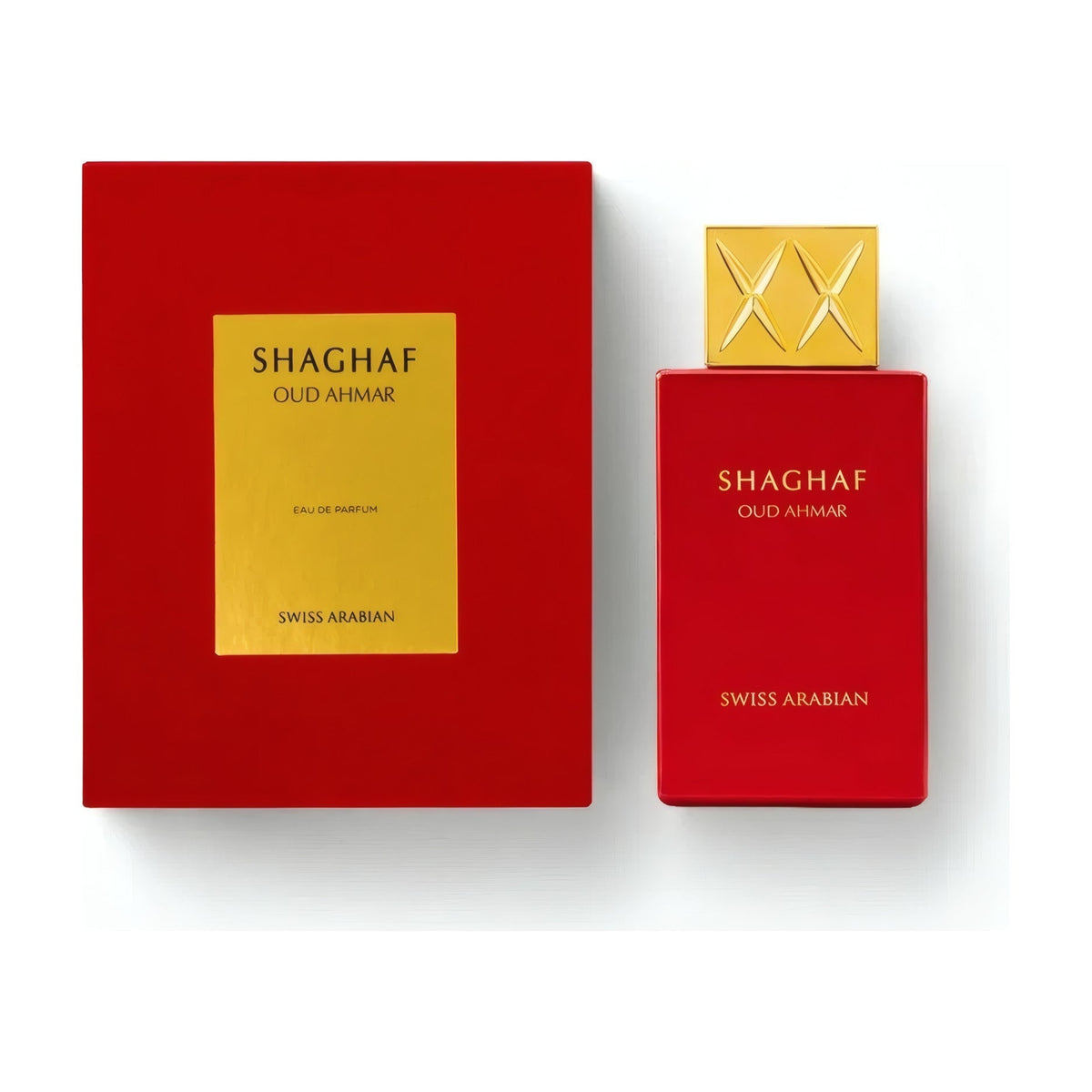 Swiss Arabian Shaghaf Oud Ahmar — flacon et boite