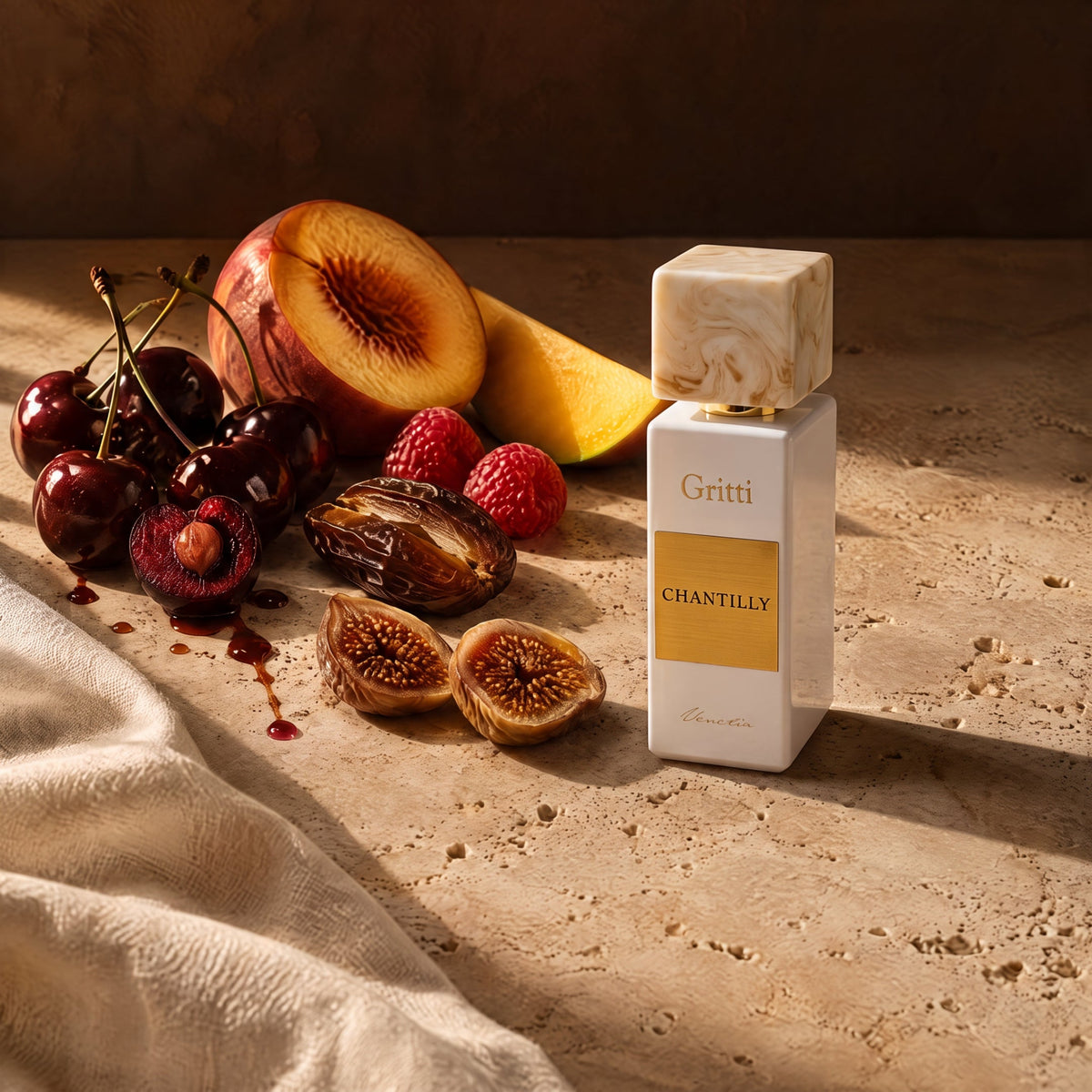 Gritti Chantilly, mise en scène fruits rouges et fruits mûrs