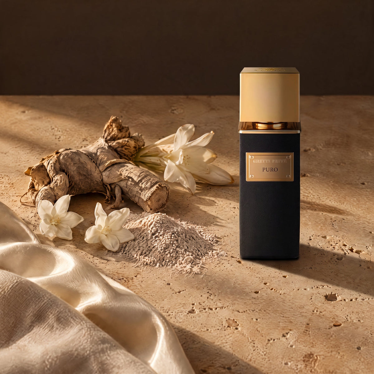 Gritti Privé Puro, mise en scène iris et fleurs blanches