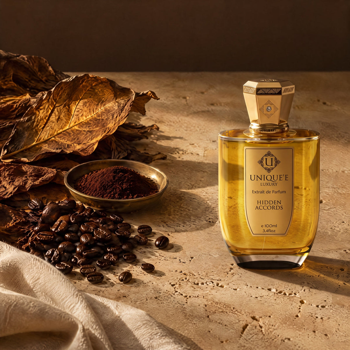 Unique'e Luxury Hidden Accords, mise en scène tabac et café