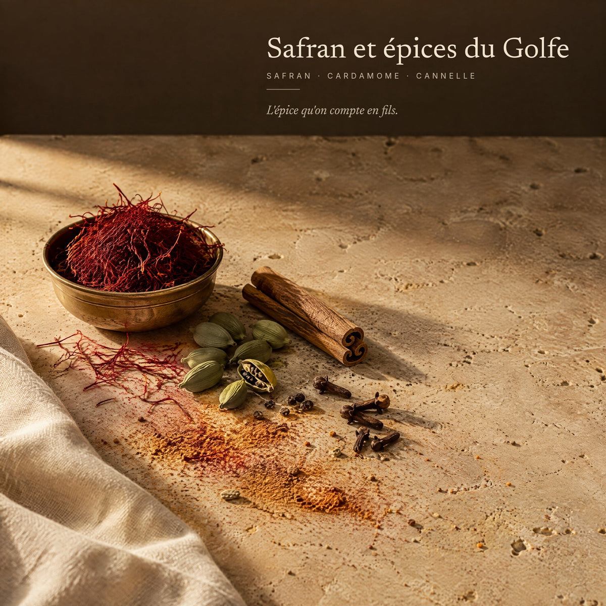Safran et épices du Golfe — safran, cardamome, cannelle